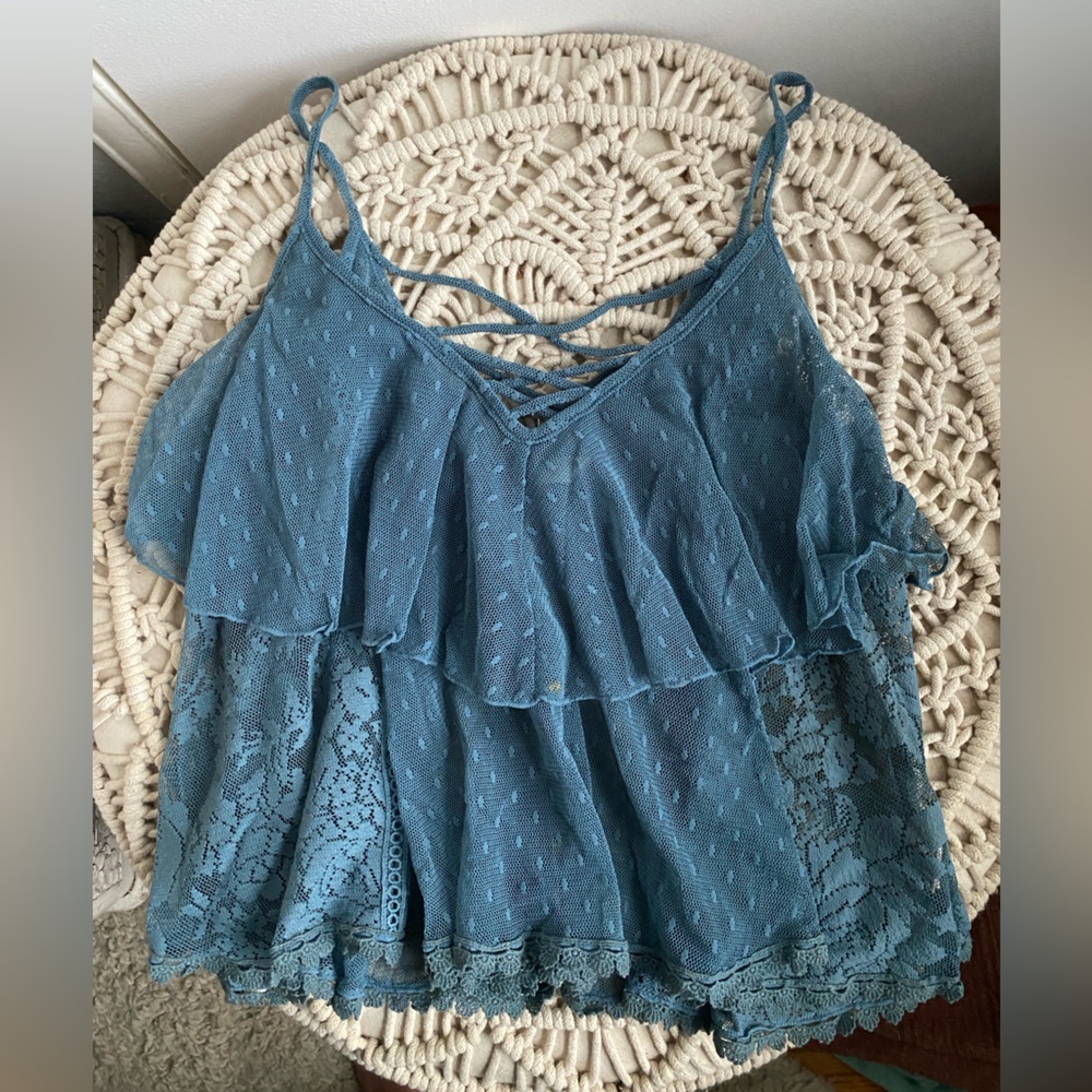 Blue Lace Free People Tank Top